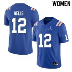 Women's Florida Gators #12 Rick Wells NCAA Nike Blue Throwback Authentic Stitched College Football Jersey LCO3562NC